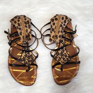 🐆 Sam & Libby Leopard print  Gladiator Sandals 9M